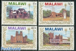 Malawi 1989 Christmas, Churches 4v, Mint NH, Religion - Christmas - Churches, Temples, Mosques, Synagogues - Christmas