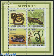 Sao Tome/Principe 2008 Snakes 4v M/s, Mint NH, Nature - Reptiles - Snakes - Sao Tome And Principe