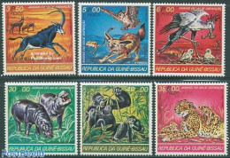 Guinea Bissau 1978 Endangered Animals 6v, Mint NH, Nature - Animals (others & Mixed) - Birds - Cat Family - Hippopotam.. - Guinée-Bissau