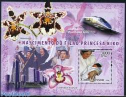 Guinea Bissau 2006 Princess Kiko S/s, Mint NH, History - Nature - Transport - Kings & Queens (Royalty) - Orchids - Rai.. - Königshäuser, Adel