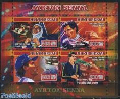 Guinea Bissau 2007 Ayrton Senna 4v M/s, Mint NH, Sport - Transport - Autosports - Sport (other And Mixed) - Automobiles - Cars