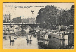 CPA PARIS - PANORAMA Sur La SEINE Vers Le CANAL 1926 - Andere & Zonder Classificatie