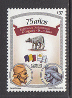 2010 Uruguay  Romania Flags JOINT ISSUE  Complete Set Of 1 MNH - Uruguay