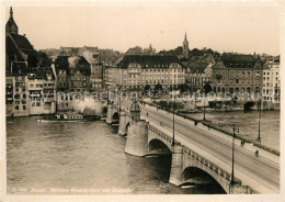 12977160 Basel BS Mittlere Rheinbruecke Mit Dampfer Basler Rheinschifffahrt Base - Autres & Non Classés