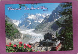 74 CHAMONIX LA MER DE GLACE La Gare D'arrivée Du Chemin De Fer Face Aux Grandes Jorasses - Chamonix-Mont-Blanc