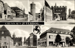 CPA Jüterbog In Brandenburg, Pferdestraße, Zinnaer Tor, Konsum Kaufhaus, Dammtor, Wehrtürme, Blason - Other & Unclassified
