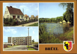 CPA Brüel In Mecklenburg, Eigenheimsiedlung, Ernst Thälmann Oberschule, Roter See, Blason - Sonstige & Ohne Zuordnung