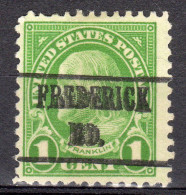 MM-483; USA Precancel/Vorausentwertung/Preo; FREDERICK (MD), Type 482 - Vorausentwertungen