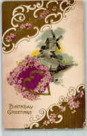 39744005 - Windmuehle Herz  Veilchen  Birthday Greetings - Verjaardag