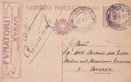 2298 - REGNO - Intero Postale Pubblicitario " FUMATORI ! SIGARETTE ZUBAN " Da Cent.25 Del 1922 Da Montelupo Ad Aversa - Reclame