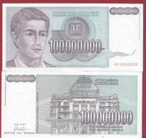 Yougoslavie-- 100000000 Dinara --1993    ---UNC --(365) - Yugoslavia