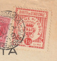 Italy. Foggia. 1939. Marca Municipale (comunale) DIRITTI DI STATO CIVILE L. 1,50, Su Certificato - Ohne Zuordnung