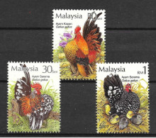 Malaysia 2001 MiNr. 1051 - 1054 Birds Red Junglefowl (Gallus Gallus) 3V   MNH** 3.00 € - Palomas, Tórtolas