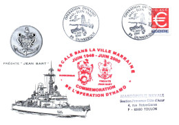 ENVELOPPE AVEC CACHET FREGATE JEAN BART - OPERATION DYNAMO JUIN 1940 / JUIN 2000 - DUNKERQUE LE 4/06/2000 - Correo Naval