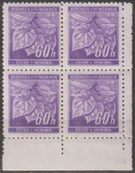 12/ Pof. 54, Light Violet; Corner 4-block, Print Plate 4 - Ongebruikt