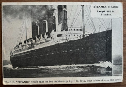 Steamer Paquebot Titanic - Sank On Her Maiden Trip April 15, 1912, With A Loss Of Over 1500 Souls - Paquebots