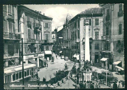 BF059 ALESSANDRIA - PIAZZETTA DELLA LEGA ANIMATA TRAM AUTO CAR 1957 - Alessandria