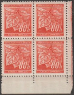 16/ Pof. 55, Corner 4-block, Print Plate 2 - Unused Stamps