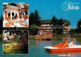 73788209 Seelach Klopeinersee Strandhotel Silvia Cafe Terrasse Badesteg Tretboot - Sonstige & Ohne Zuordnung