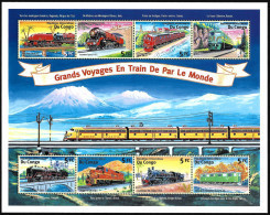 TRAINS Congo 2001 Railroad Steam Locomotive Railways Grand Voyages En Train De Par Le Monde Stamps Block - Trenes