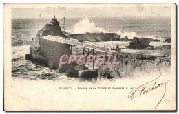 CPA Biarritz Rocher De La Vierge Et Passerelle - Biarritz