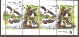 Belarus: 4 Mint Stamps In Sheetlet, Birds - WWF - Black Stork, 2005, Mi#597-600, MNH - Ongebruikt