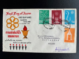 THAILAND 1959 CIRCULATED FDC FIRST SEAP GAMES BANGKOK SEND TO ROTTERDAM 15-10-1959 - Thaïlande