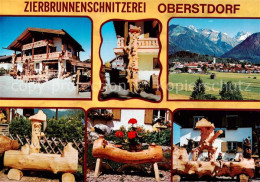 73788094 Oberstdorf Zierbrunnenschnitzerei Handwerk Gesamtansicht Mit Alpenpanor - Oberstdorf