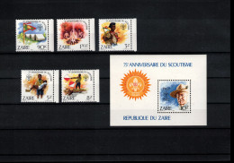 Zaire 1982 75th Anniversary Of Scouting Set+block Postfrisch / MNH - Unused Stamps