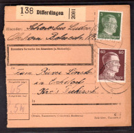 Dt. Besetzung Luxemburg Paketkarte Differdingen - Ocupación 1938 – 45