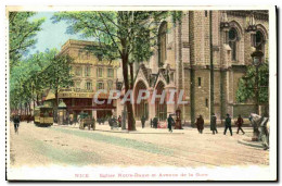 CPA Nice Eglise Notre Dame Et Avenue De La Gare - Other & Unclassified