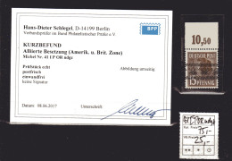 Allierte Besetzung, Bizone, Mi.-Nr. 41 I P Ndgz OR, KB. SchlegelBPP. - Sonstige & Ohne Zuordnung