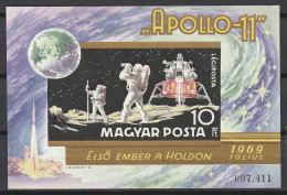 Ungarn Geschnitten: Block Apollo 11 (1969), MNH ** - Otros & Sin Clasificación