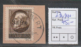 Saargebiet: 1 Mark Freimarke "Sarre", Briefstück, Geprüft Braun BPP - Sonstige & Ohne Zuordnung
