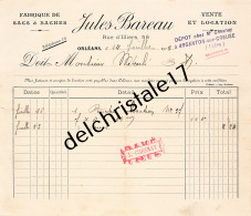 45 0059 ORLEANS LOIRET 1912 Fabrique Sacs Baches Jules BAREAU Rue D'Illiers Dépôt M. CHESNAY Argenton/Creuse à MÉKERLÉ - 1900 – 1949