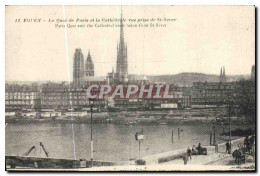 CPA Rouen Le Quai De Paris Et La Cathedrale Vue Prise De St Sever - Rouen