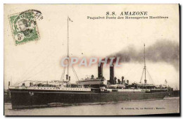 CPA Bateau Guerre S S Amazone Paquebot Des Messageries Maritimes Indochine - Steamers