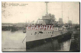 CPA Bateau Guerre Cherbourg L Arsenal Le Dupleix Croiseur - Steamers