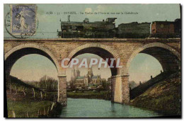CPA Bayeux Le Viaduc De L Aure Et Vue Sur La Cathedrale Train - Bayeux