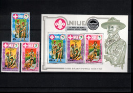 Niue 1983 15th World Scout Jamboree Alberta Canada Set+block Postfrisch / MNH - Nuevos