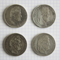 ARGENT : 4 Monnaies Françaises De Louis-Phillipe 1er - De 1831 à 1839 - Vrac - Monnaies