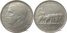 Italie - Royaume - Victor-Emmanuel III - 50 Centesimi 1925 R Tranche Striée - TB/VF25 - Mon6388 - 1900-1946 : Vittorio Emanuele III & Umberto II