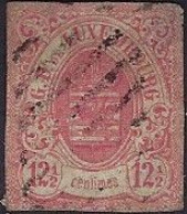 Luxembourg - Luxemburg - Timbres  -  Armoiries  1859   12,5c.   °    Michel 7    Vc. 200,- - 1859-1880 Coat Of Arms