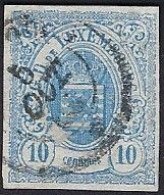 Luxembourg - Luxemburg - Timbres  -  Armoiries  1859   10c.   °    Michel 6b   Certifié    Vc. 15,- - 1859-1880 Wappen & Heraldik