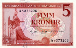 Iceland P-37b 5 Kronur 1957 UNC - Islanda