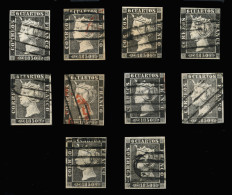 Ø 1 Y 1A. Lote De 10 Sellos Con Matasellos Parrilla De Madrid. - Used Stamps