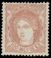 (*) 108. Alegoría. 100 Mil. Muy Bien Centrado. Certificado COMEX (1978). Cat. 58 €. - Unused Stamps