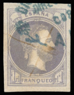 Ø 158. Correo Carlista. Mat. Azul "Dirección General De Correos De Álava" Y Aspas De Tinta. Marquillado. Cat. 400 €. - Carlistes