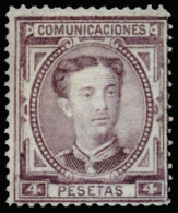 (*) 181. Alfonso XII. 4 Ptas. Descentrado Margen Derecho. Cat. 65 €. - Nuevos