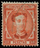 Ø 182. Alfonso XII. 10 Ptas. Ligerísimo Adelgazamiento. Muy Bonito. Cat. 150 €. - Used Stamps